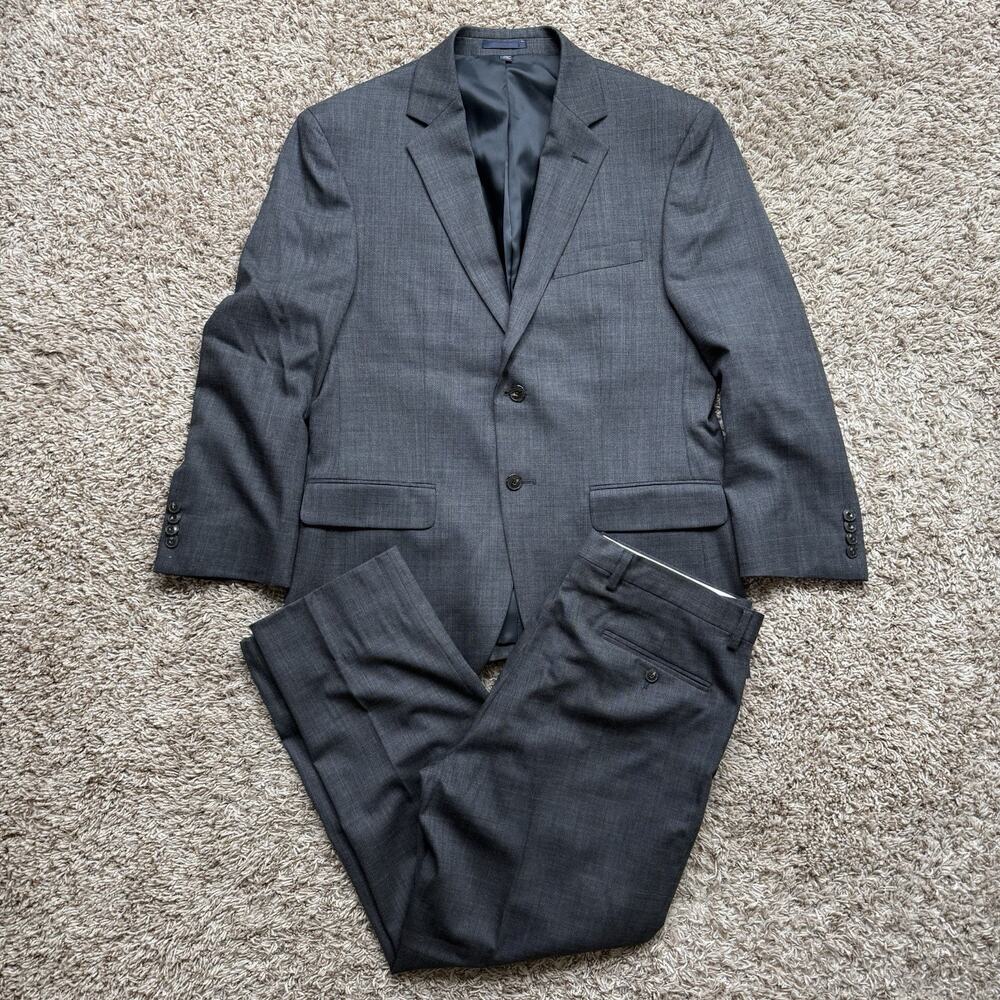 Jos A Bank 40 Short 32” Waist Gray Grey Wool Men’s Jacket Pants 2 Piece Suit